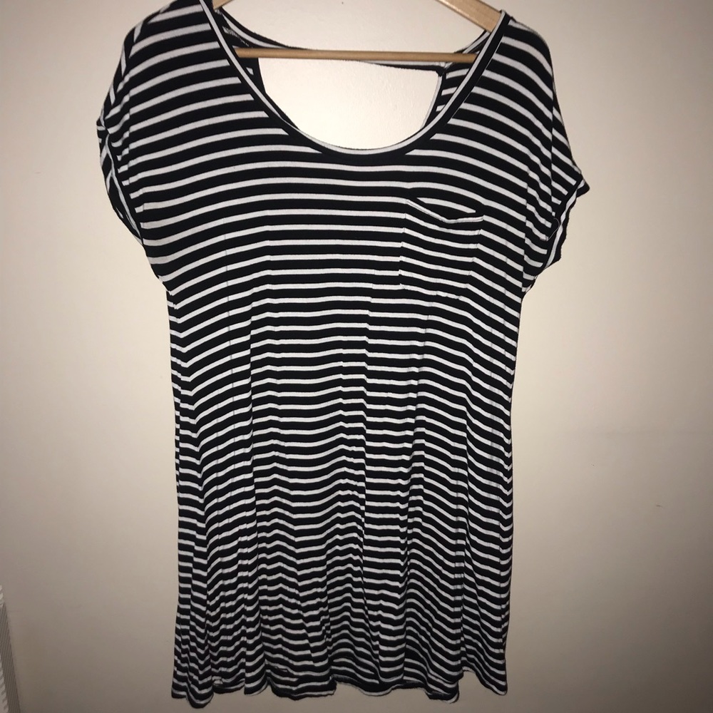 American Eagle Oversized Black and White Striped T-Shirt Dress